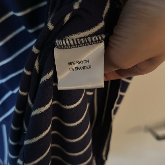 JANE AND DELANCEY | Anthropologie Blue & White Asymmetrical Sleeveless Tank Top - Picture 6 of 11